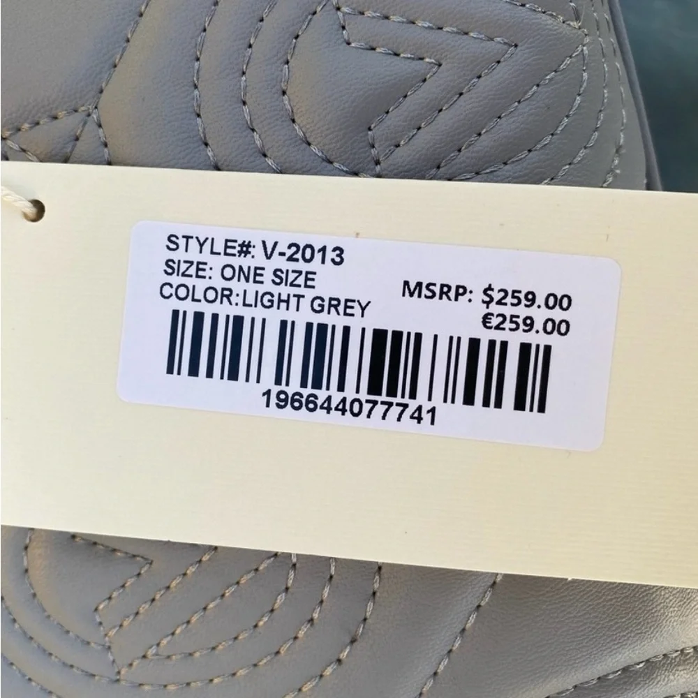 Valentino Orlandi Light Grey Quilted Handbag/Crossbody/Guitar Strap - Picture 6 of 6